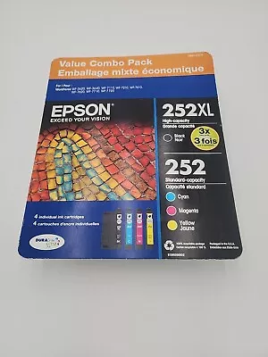 Epson 252 XL Black & 252 C/M/Y 4-Pack Total Ink Cartridges Color Exp 03-2025 • $32.99