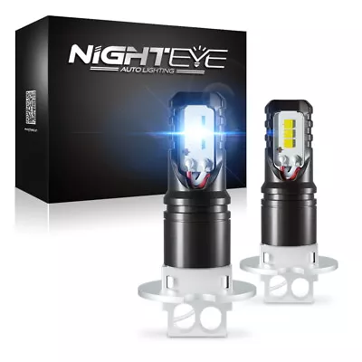 NIGHTEYE H3 LED Fog Light Bulb Conversion Kit Super Bright DRL Lamp 12-24V Pair • $28.89