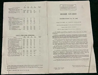 1942 GHQ Home Forces 25th Oct. HOME GUARD Scarce Instruction Pamphlet No 52.  • £28