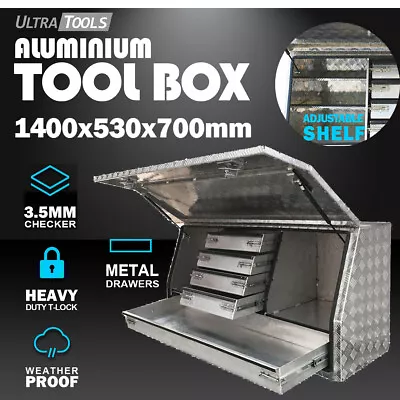 $1099 • Buy 1450x530x700mm Side Opening Metal Drawers Aluminium Ute Toolbox 3.5mm T Lock
