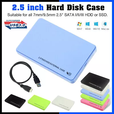2.5'' HDD SSD External USB 3.0 To SATA Hard Drive Storage Enclosure Caddy Case • £5.55
