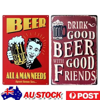 Drink Beer Retro Metal Plate Tin Sign Plaque Poster Wall Art For Bar Club Cafe • $9.86