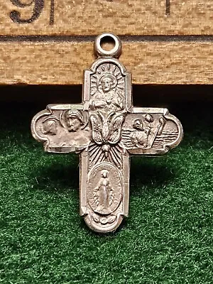 Vintage Sterling Silver 4-way Cross Scapular Medal  I Am A Catholic   • $74.99