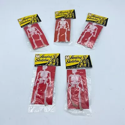 Vtg Hanging Skeleton Halloween Decoration Hong Kong Dime Store NOS-Set Of 5! • $24.99