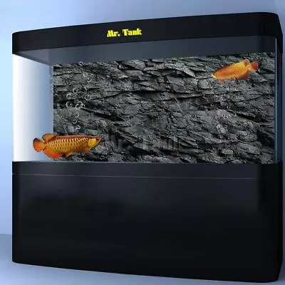 $74.72 • Buy 3D Effect Black Stone Texture Aquarium Background Poster Rock Self Adhesive Gift