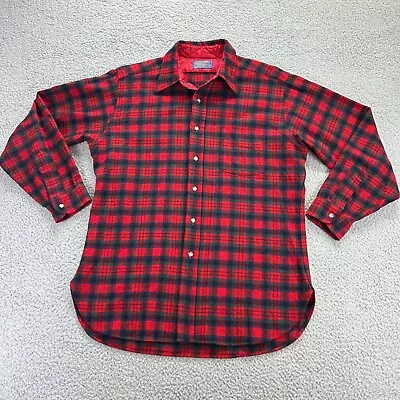 Vintage Pendleton Flannel Shirt Men's Large Virgin Wool Red Plaid Made In USA • $29.99