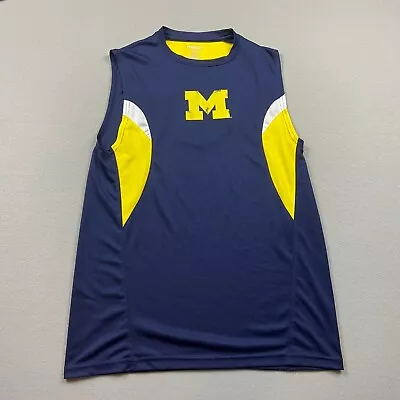 University Of Michgan Shirt Mens Medium Blue Sleeveless Basketball Tank Top Logo • $18.88