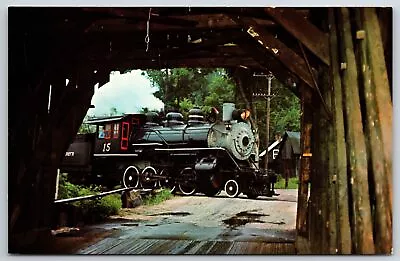 Bellows Falls Vermont~Steam Train Excursions @ Bartonsville Covered Bridge~1950s • $8.99