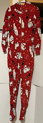 Coca Cola Adult Footed Bodysuit Zipper  S Hooded Unisex  Small One Piece Pajama • $29.99