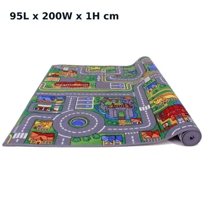 Road Map Kids Play Baby Mat Race Car Rug Runner Nursery Home 95x200cm • £29.95