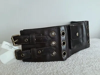£8 • Buy Brown Wide Belt Faux Leather Buckle Purse 