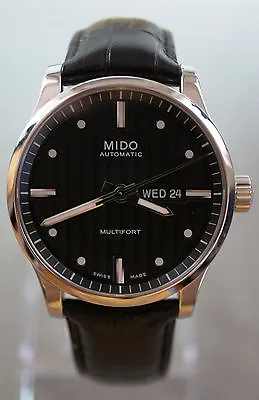 MIDO Multifort Day Date Automatic Swiss Watch M005430A Stainless Black Dial 42mm • $500