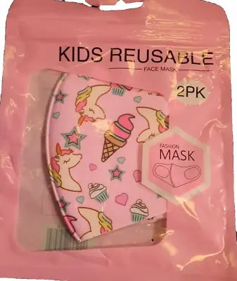 Reusable Face Covering Mask For Kids Unicorn Fashion Mask For Kids Pack Of 2 • £4.99