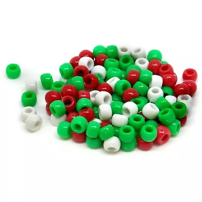 200 Resin Barrel Beads - Xmas-Pony Beads - 8mm X 6mm -Childrens Crafts -P00275S • £3.69