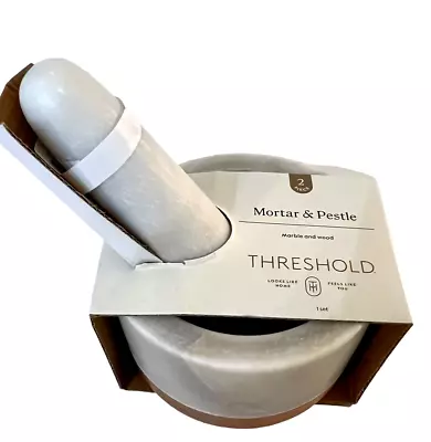 Mortar And Pestle Set Marble And Wood Threshold Granite Cooking Enthusiast • $11