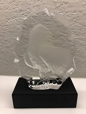 Mats Jonasson Art Crystal Eagle Sculpture Large  With Stand Signed Sweden • $199