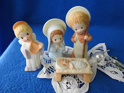 Vintage Hallmark Mary Hamilton Nativity Set 4 Figurines Joseph Mary Jesus Angel • $37.95