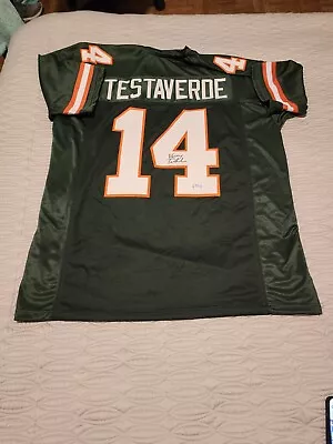 Vinny Testaverde Signed Auto Green XL Jersey PSA COA Miami Hurricanes • $49