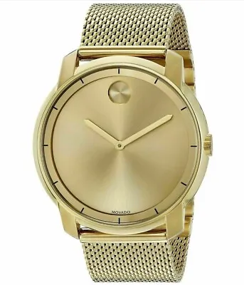 Brand New Movado Bold Men’s Gold Stainless Steel Mesh Bracelet Watch 3600373 • $280