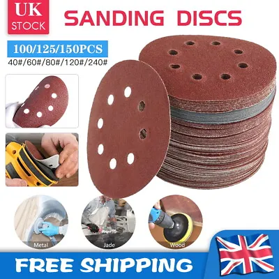 £10.99 • Buy 150pcs - 5  Inch - 125mm Sanding Discs 40 60 80 120 240 Grit Orbital Sander Pads