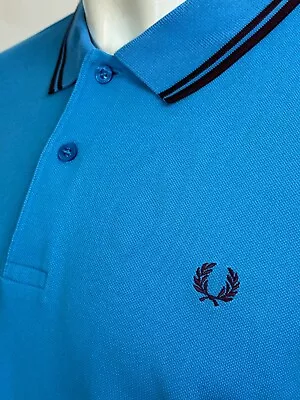 Fred Perry | Twin Tipped M1200 Pique Polo Shirt XXL (Blue) Mod Scooter 60s Ska • £23