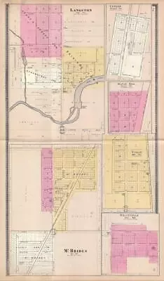 1895 Antique Plat Atlas Of Michigan-map Of Langston-excellent Detail • $10