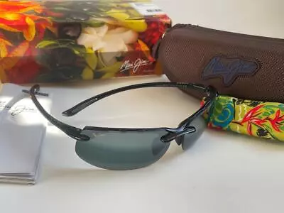 Maui Jim Banyans Polarized Sport Sunglasses 412-02 Black/Gray Rimless New • $229