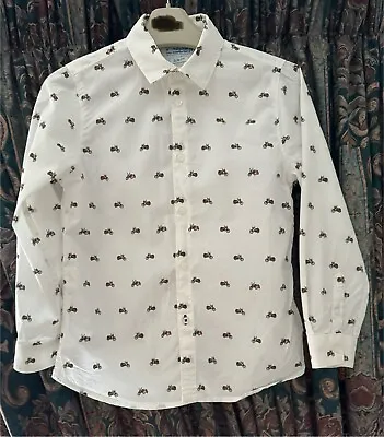 Boys Mayoral Smart / Casual White Shirt Age 6 Slim Bikes Motive Worn Once • £6.50