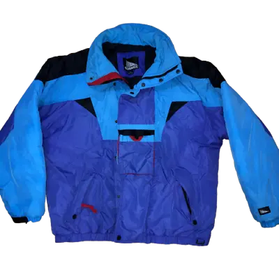 Vintage Cornice Mens Large Blue Purple Zip Up Pockets Snow Ski Winter Jacket L • $26.13