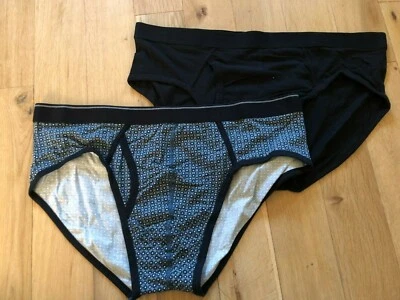 £6.50 • Buy Ex-M & S Cool & Fresh Black + Grey Square Print Mens Briefs - 2 X 2XL - BNWOT