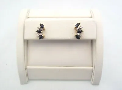 Stunning Sapphire & Diamond Earrings Set 14k Yellow Gold  • $300