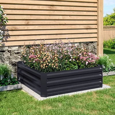 Raised Metal Garden Bed Vegetable Planter Outdoor Flower Trough Herb Box GrowBed • £25.99