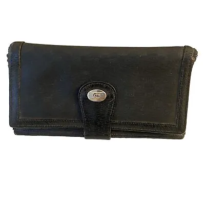 Vintage Gucci Italy Wallet Billfold Authentic  Black Leather And Canvas • $64