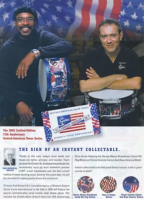2003 Print Ad Gretsch 75th Anniversary Snare Drum W Harvey Mason Vinnie Colaiuta • $9.99