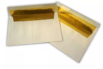 A-7 Announcement Natural Shiny Gold Foil Lined Envelopes - Various Quantities • $9.99