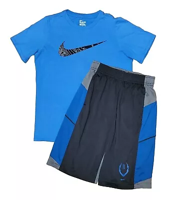 Nike Youth Large Blue Logo T-shirt & 10  Athletic Shorts Outfit • $27.99