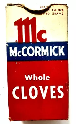 Vintage McCormick WHOLE CLOVES Box  • $2.99