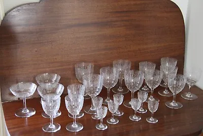 VINTAGE Etched Baccarat Lulli 24 (30) Piece Set Of Art Deco Crystal Stemware • $1750