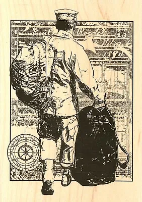 Military Hero Deployed Wood Mounted Rubber Stamp Impression Obsession H13723 New • $21.16