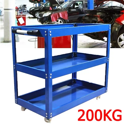 Heavy Duty Red 3-Tier Steel Workshop Trolley – 200KG Capacity Mobile Tool Cart