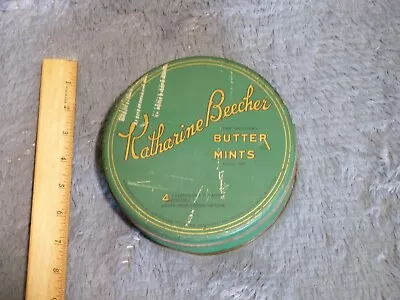 Green And Brass Tin Katharine Beecher Butter Mints Vintage • $8