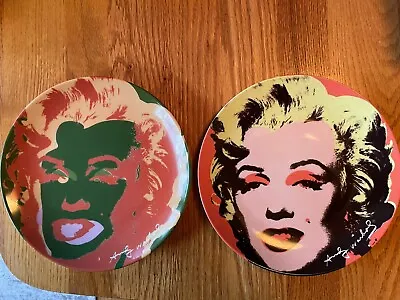 Two Andy Warhol X Block China Plates Marilyn Monroe Pop Art 1997 Marked. • $50