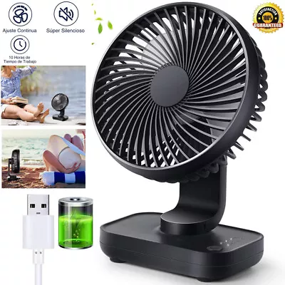 USB Fan Ultra Quiet 4000 MAh Table Fan 4 Speeds Mini Fan For Desk Home Office • £12.99