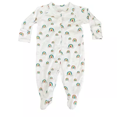 Hanna Andersson White Rainbow Baby Pajamas Size 60 3-6 Months • $15