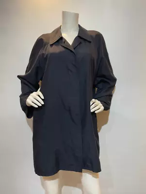 BURBERRY Ladies LONG LIGHTWEIGHT JACKET - NAVY BLUE POLYESTER - SIZE L • $89