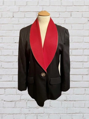 £22 • Buy Berketex Stunning Vintage Black & Red Jacket - Size 12 VGC Dry Cleaned