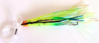 5  Trolling LURE WahooDoradoMahiONO Mylar Skirt Fishing Offshore Bait Rigged • $7.99