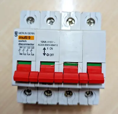 Merlin Gerin MGI 1254  125 Amp 4 Pole Main Switch 3 Phase Disconnector Isolator • £29.95