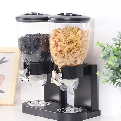 Double Cereal Dispenser Pasta Flour Rice Dry Food Storage Container Machine • £11.95