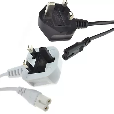 Figure 8 Power Cable UK Plug To C7 Lead For LED TV Samsung/LG Black/White Laptop • £9.26
